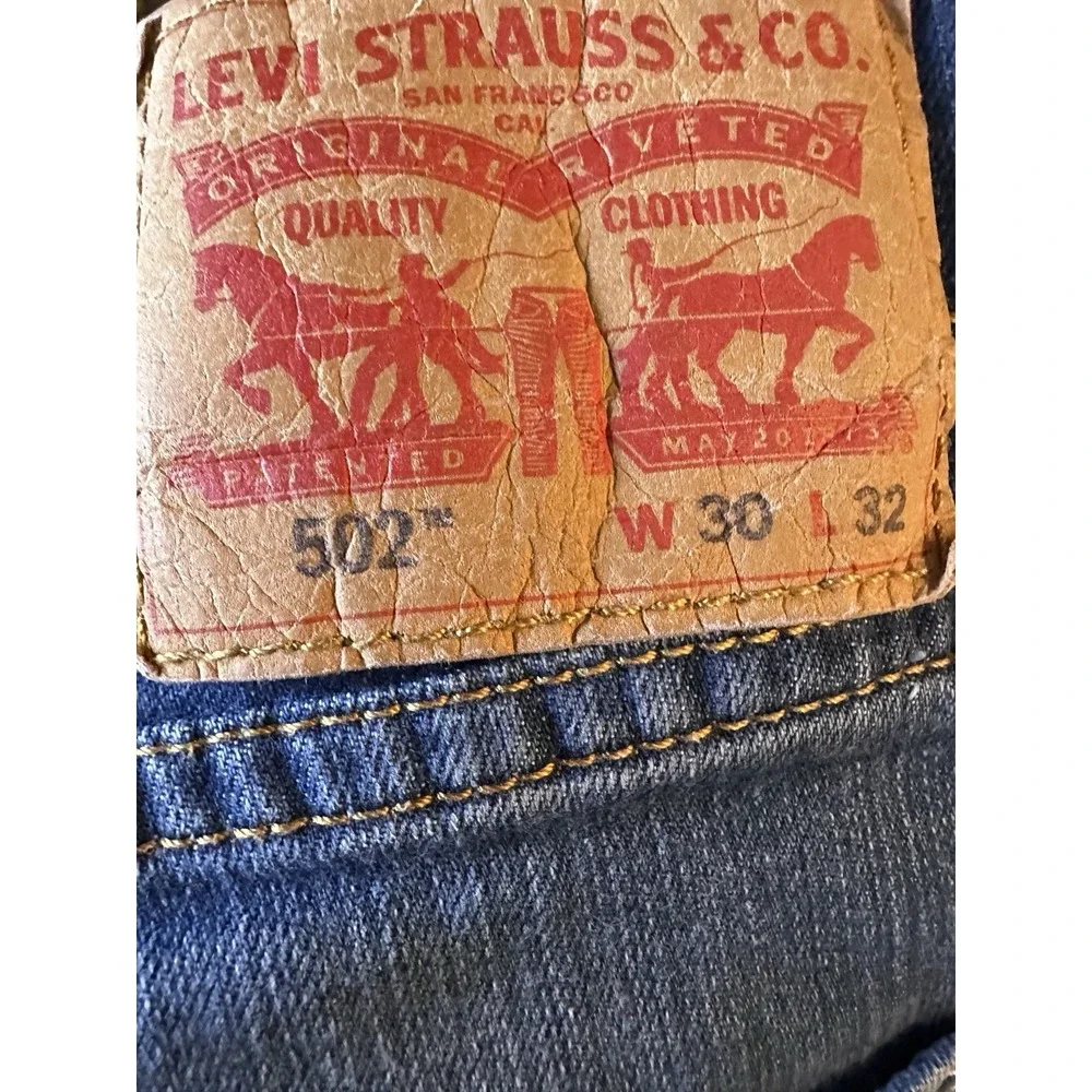 Levi's 502 Mens Denim Blue Jeans Taper Fit Slim Stretch 30x32 (30x30) - Picture 5 of 10